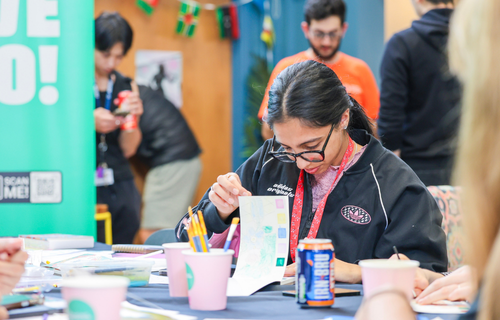 A student attend a CCSU event.'
