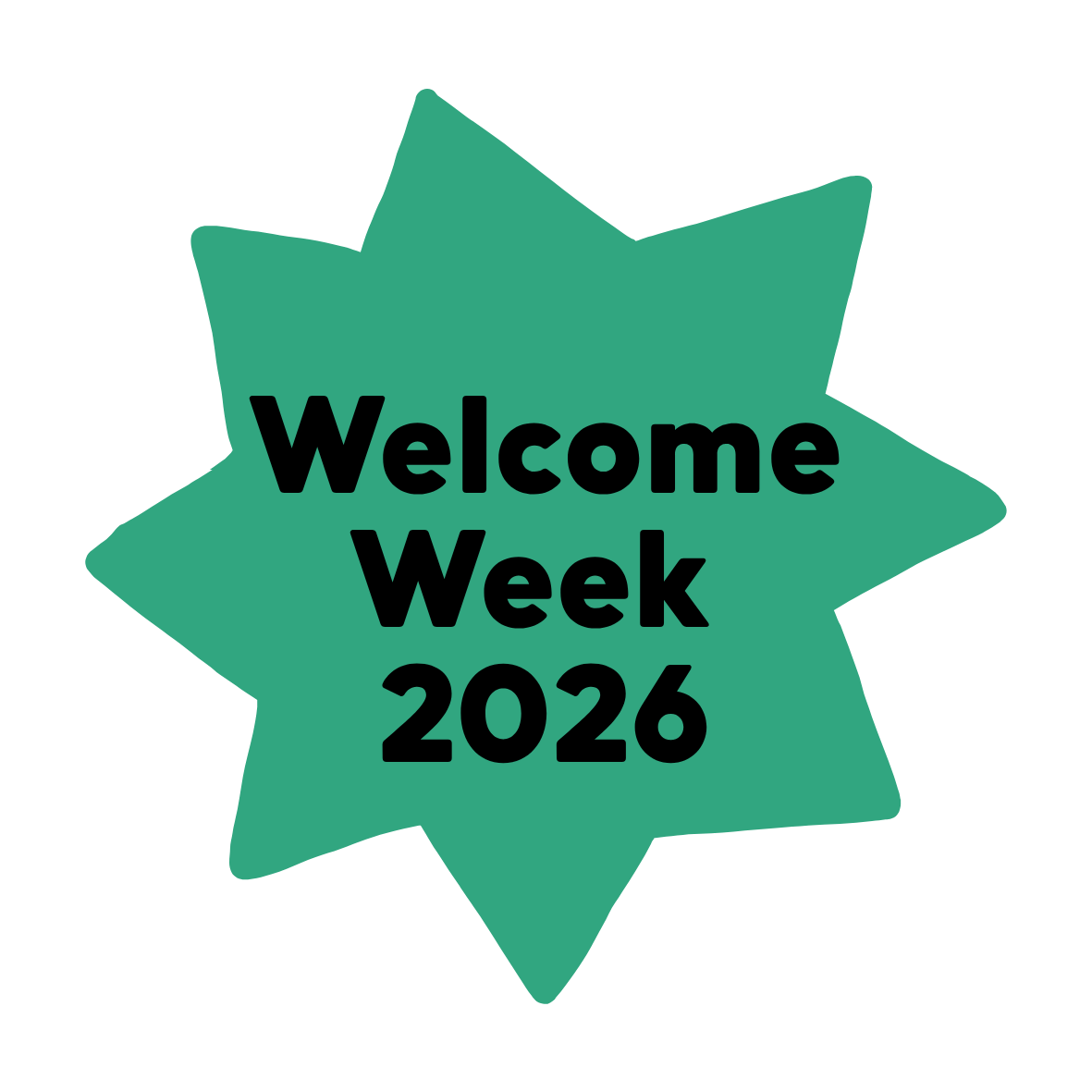 Welcome Week 2026 in a green star shape